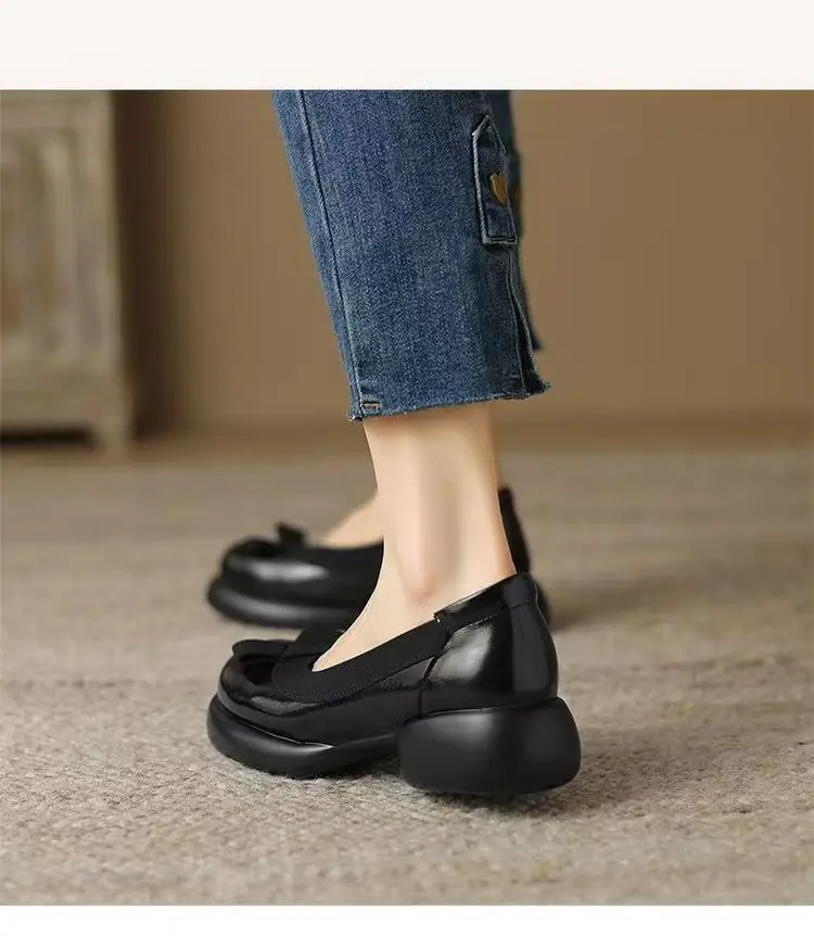 Fashion Round-Toe Thick-Soled Mary Jane Women's Shoes 2025 Autumn New Slip-On Middle-Aged Women's Versatile Small Leather Shoes — feature 8