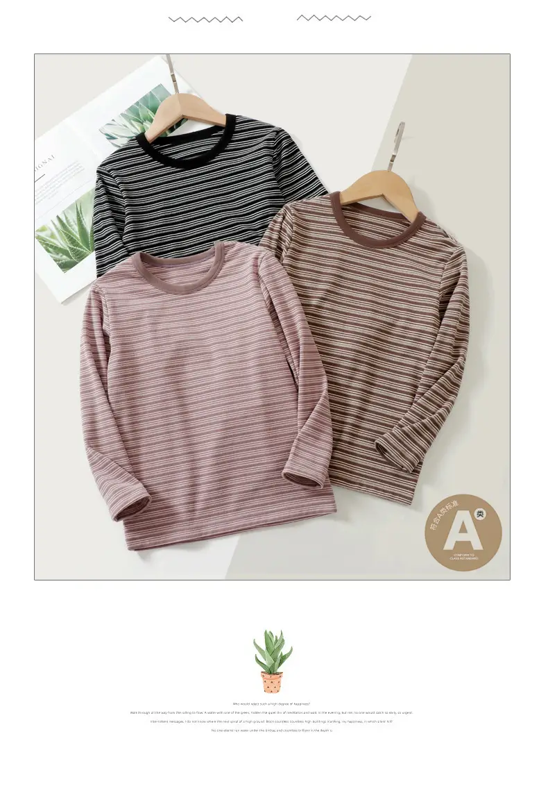 Children Striped Long Sleeve T-Shirt Family Style Warm Cotton — feature 18