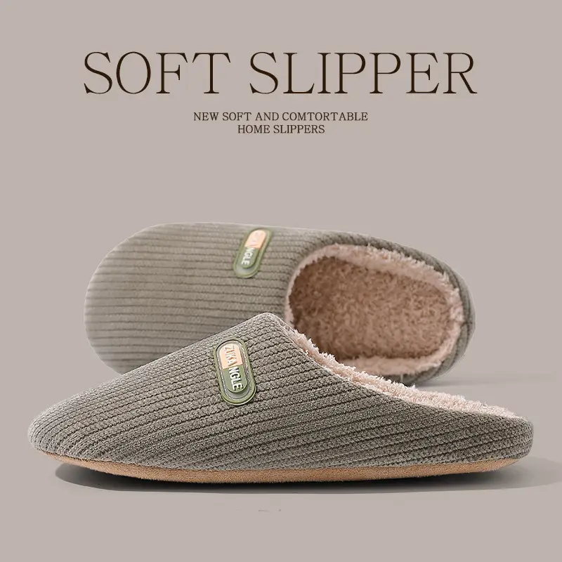Indoor Silent Cotton Slippers for Women, Winter Non-Slip Soles, 2025 New Model, Indoor Home Plush Warm Slippers for Men - Image 2