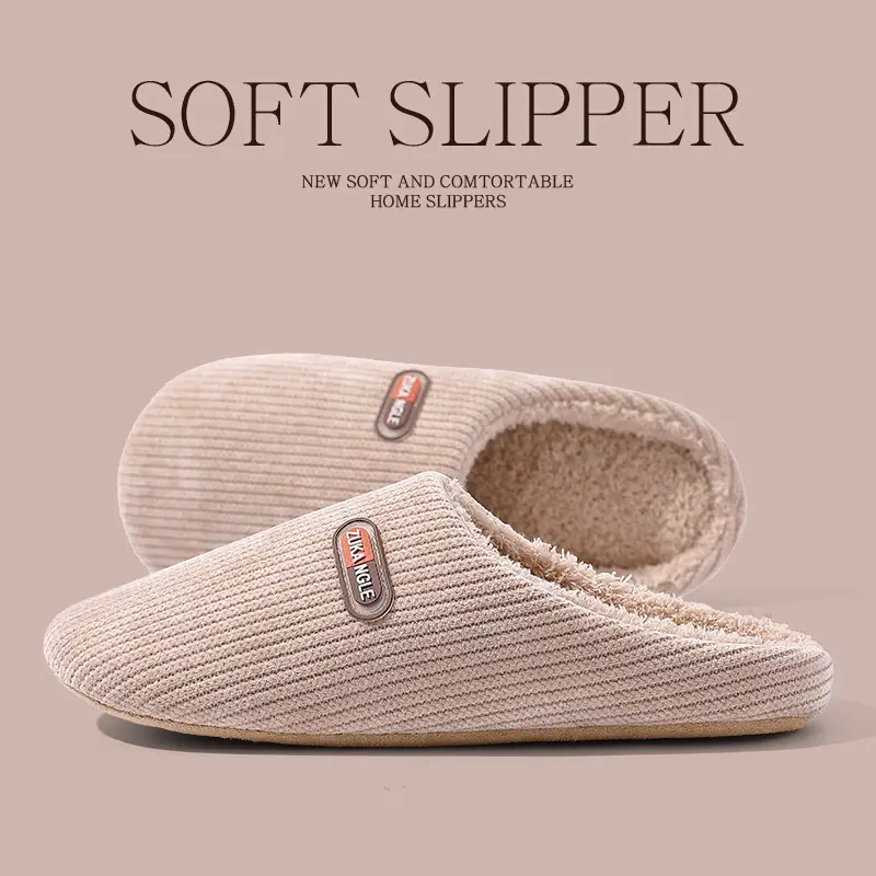 Indoor Silent Cotton Slippers for Women, Winter Non-Slip Soles, 2025 New Model, Indoor Home Plush Warm Slippers for Men - Image 3