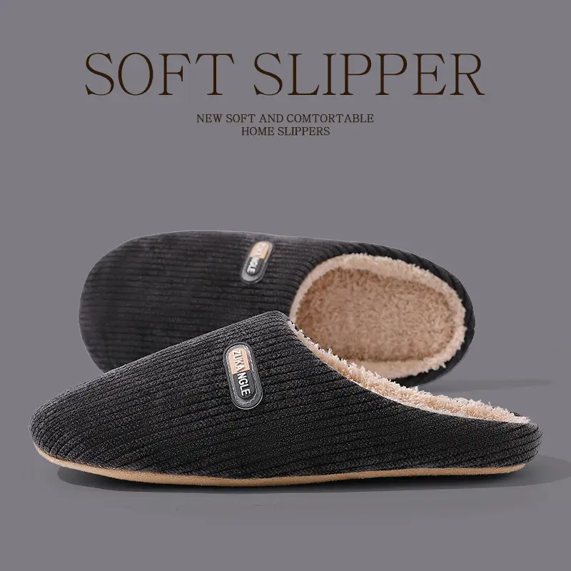 Indoor Silent Cotton Slippers for Women, Winter Non-Slip Soles, 2025 New Model, Indoor Home Plush Warm Slippers for Men - Image 4