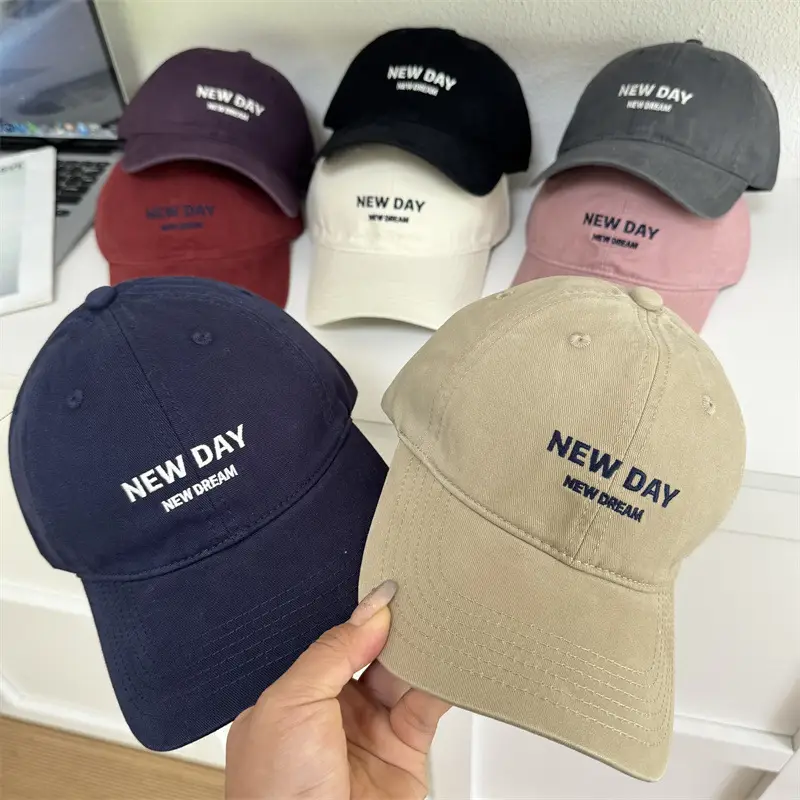 Women New Day Letter Embroidery Cap Beige - Image 8