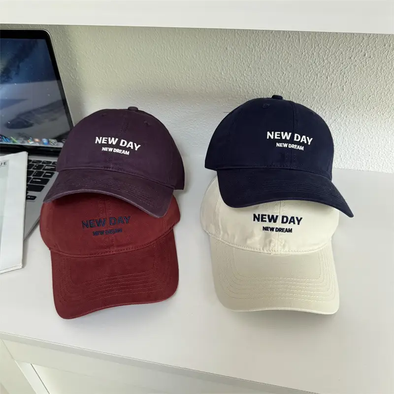 Women New Day Letter Embroidery Cap Beige - Image 9