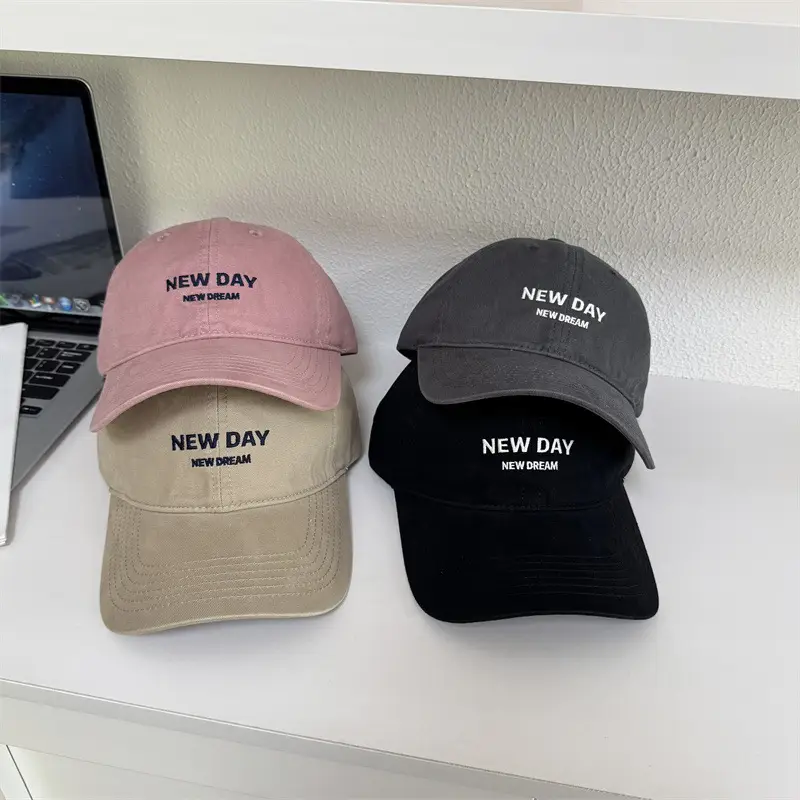 Women New Day Letter Embroidery Cap Beige - Image 10