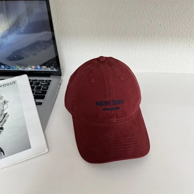 Women New Day Letter Embroidery Cap Beige - Image 7