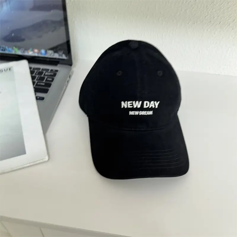 Women New Day Letter Embroidery Cap Beige - Image 3