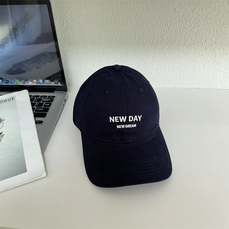 Women New Day Letter Embroidery Cap Beige - Image 4