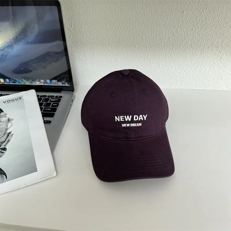Women New Day Letter Embroidery Cap Beige - Image 6