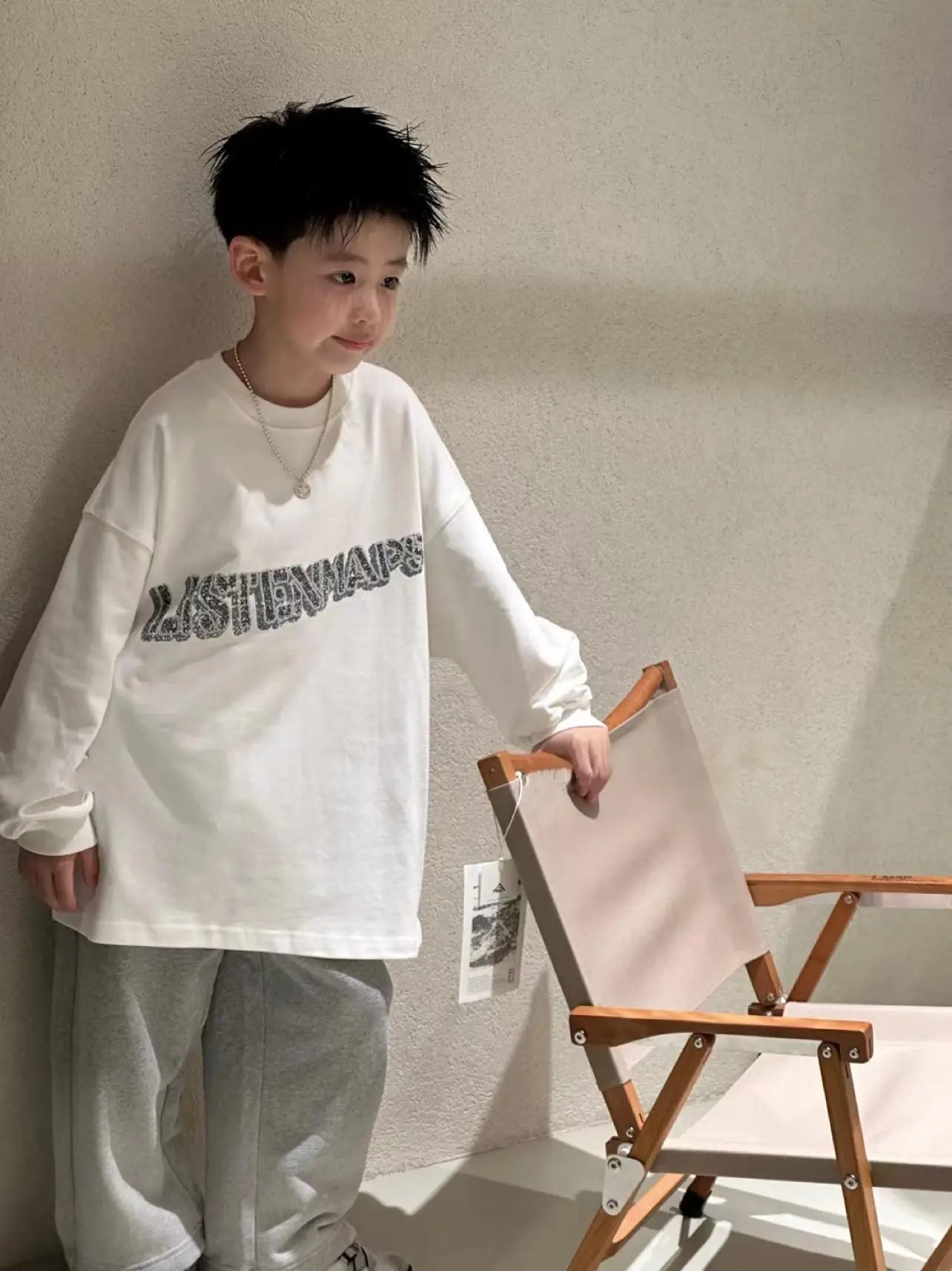 Boys Long Sleeve White T-Shirt Spring Autumn 2026 - Image 4