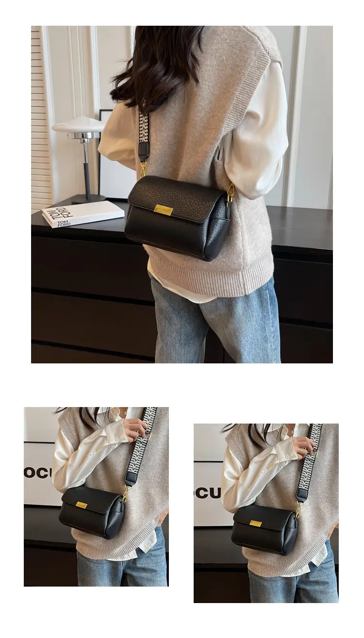 Women's Brown Leather Crossbody Bag with Gold Plated Clasp — feature 11