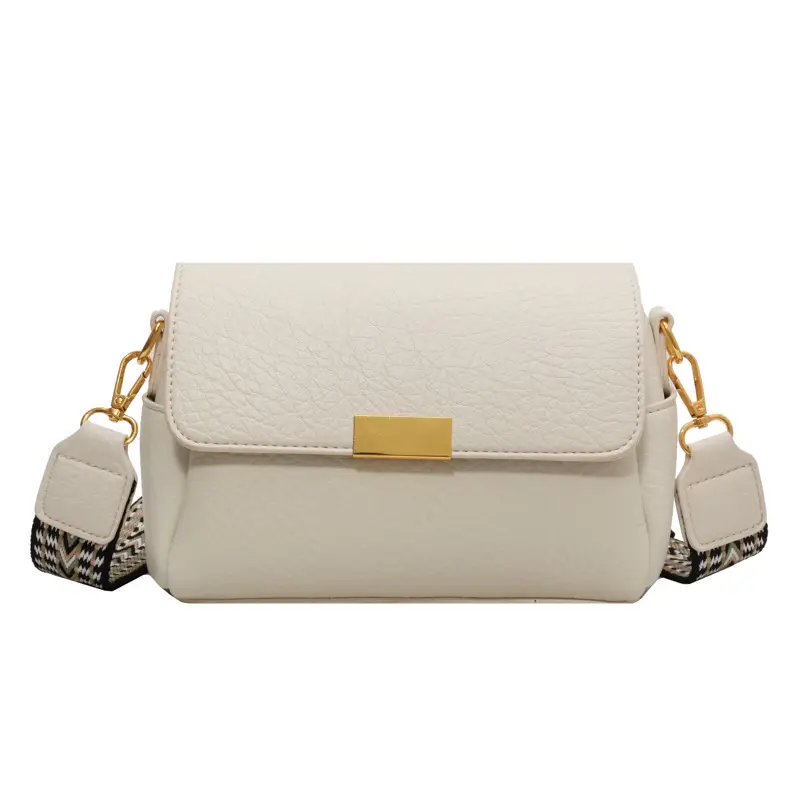 Women's Brown Leather Crossbody Bag with Gold Plated Clasp