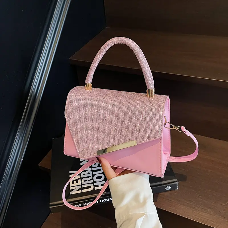 Pink Faux Leather Shoulder Bag for Women 2025
