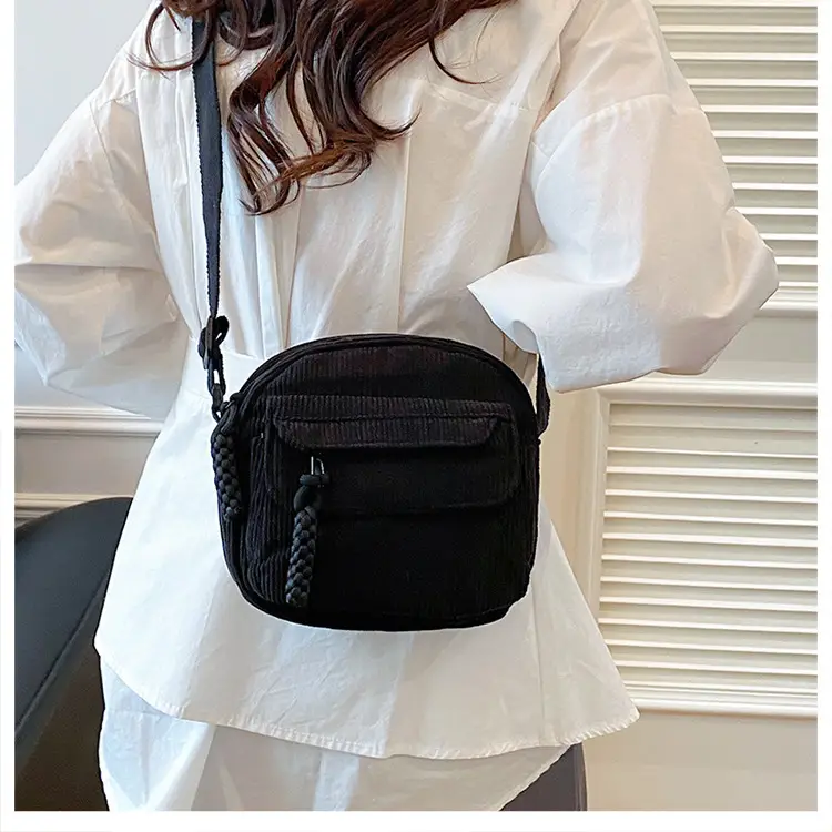 Corduroy 2025 Autum Pure Color Ins Bag Female — feature 12