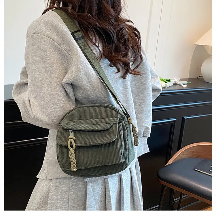 Corduroy 2025 Autum Pure Color Ins Bag Female — feature 16