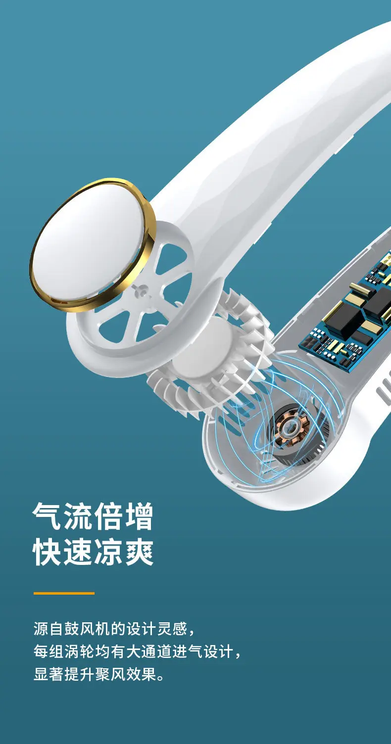 Cross-Border Lazy Small Fan Hanging Neck Mini Cooling New Hanging Neck Fan Portable Small Bladeless Fan — feature 2