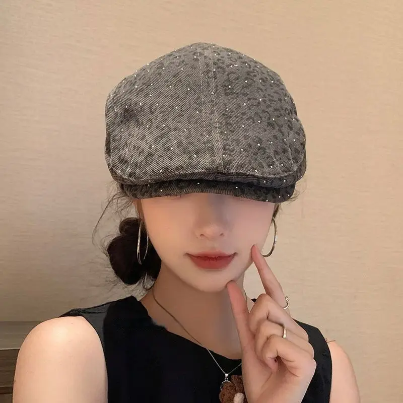 Leopard Print Forward Cap Women Face Slimmer Cap