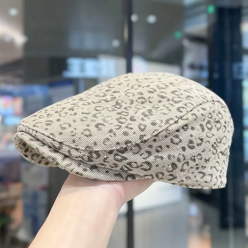 Leopard Print Forward Cap Women Face Slimmer Cap