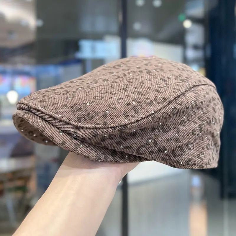 Leopard Print Forward Cap Women Face Slimmer Cap