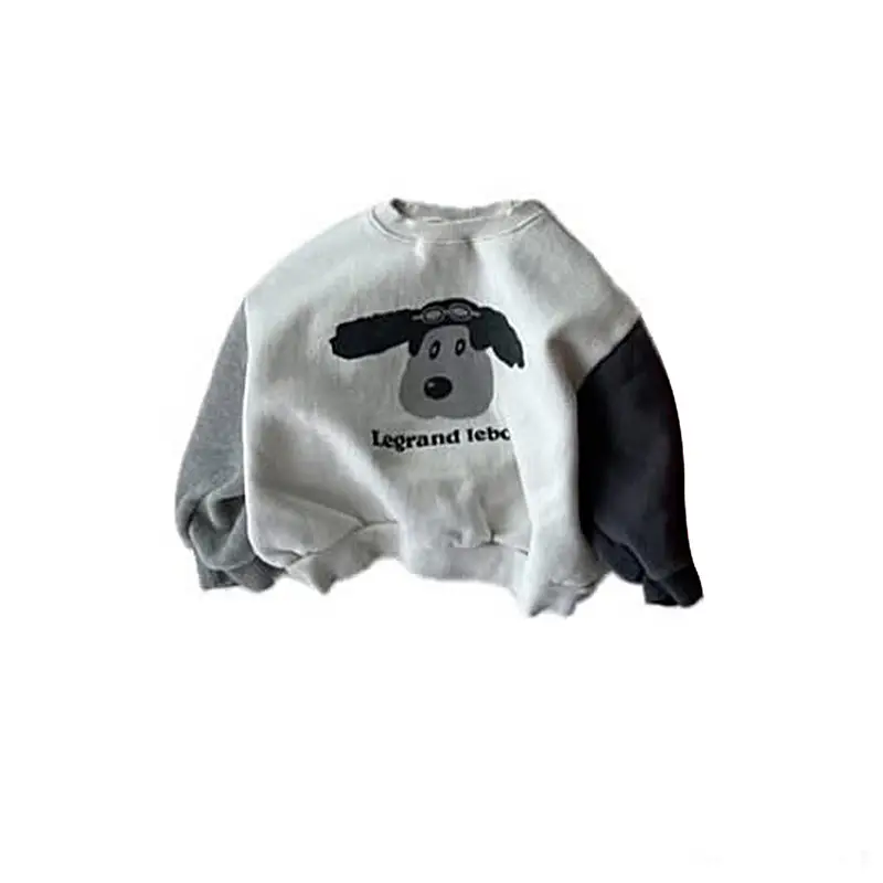 Girls Cartoon Puppy Sweatshirt Spliced Sleeve T-Shirt - Image 6