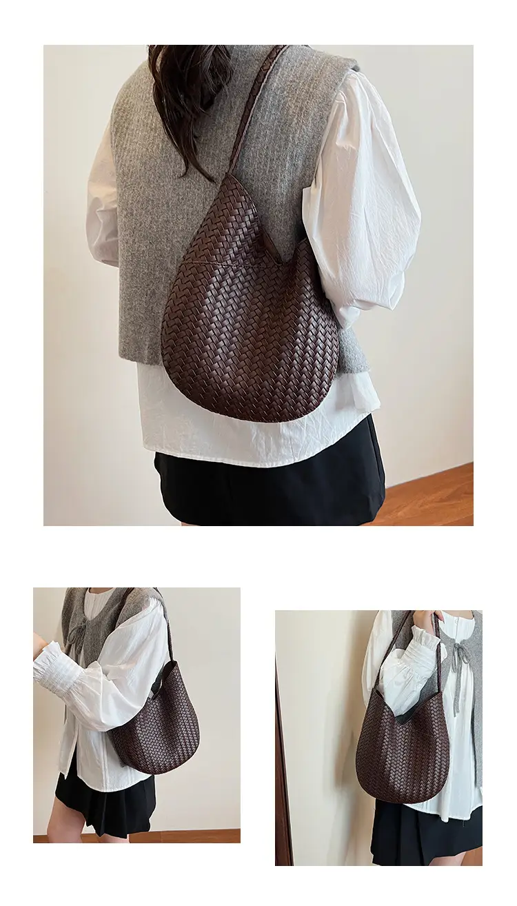 Brown Woven Shoulder Bag Large Capacity 2025 — feature 19