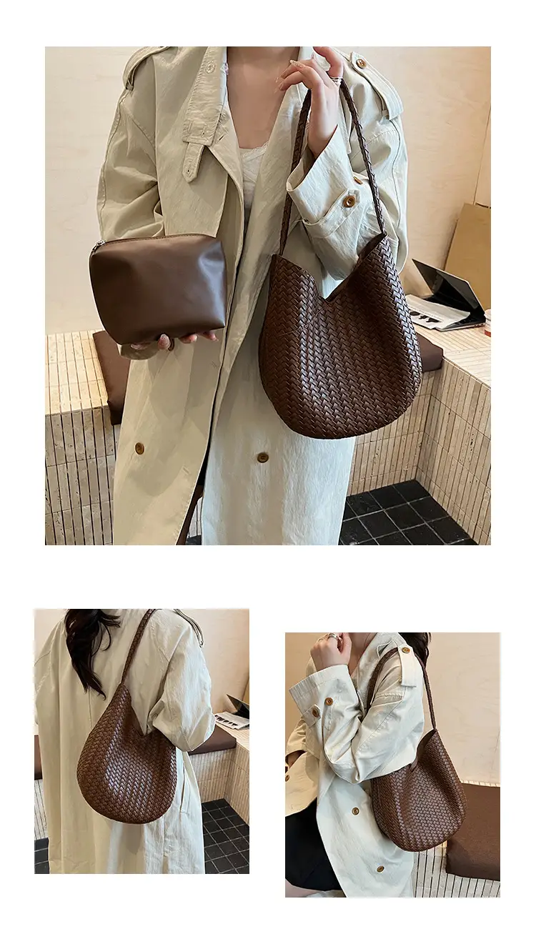 Brown Woven Shoulder Bag Large Capacity 2025 — feature 20