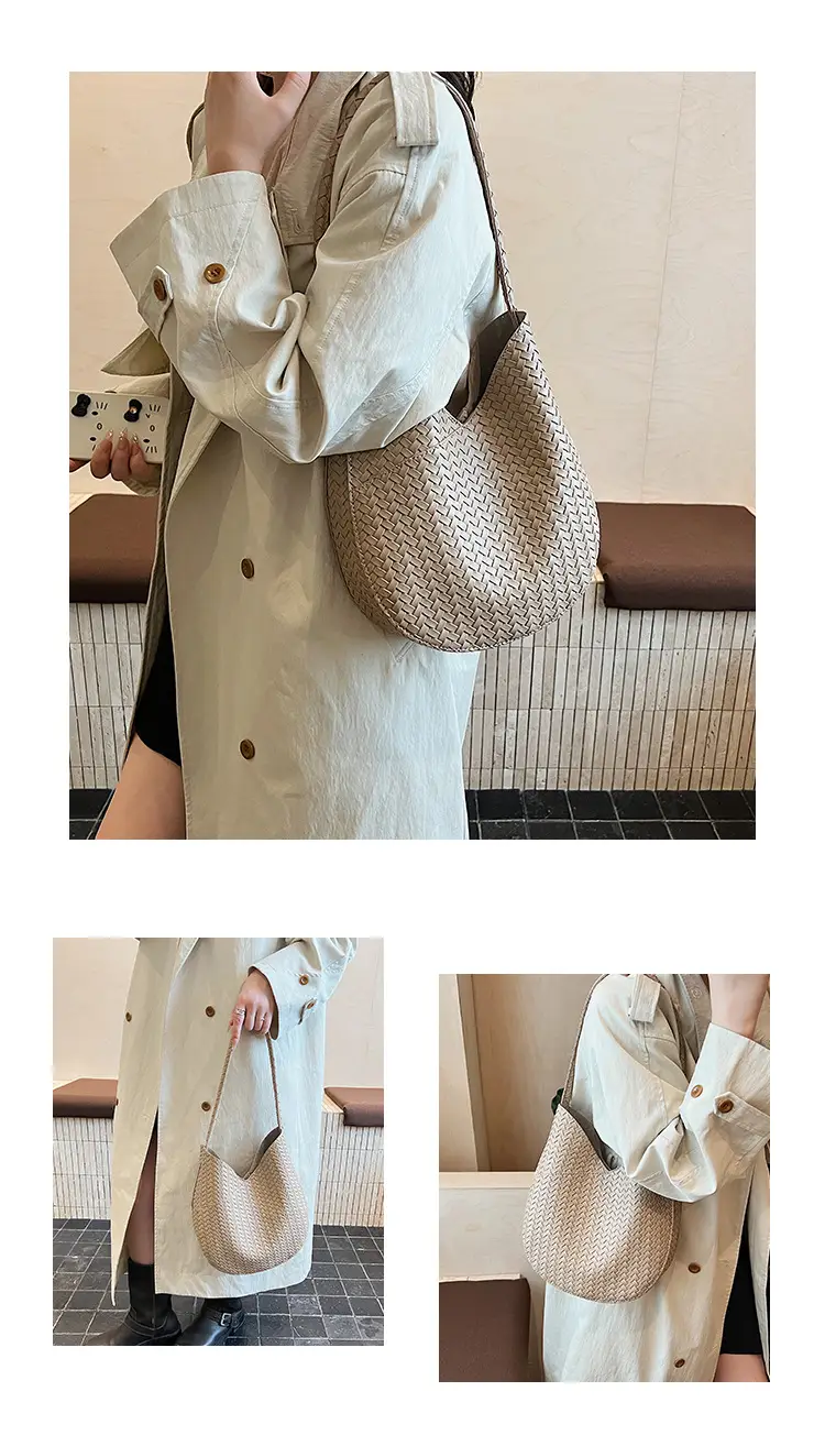 Brown Woven Shoulder Bag Large Capacity 2025 — feature 21