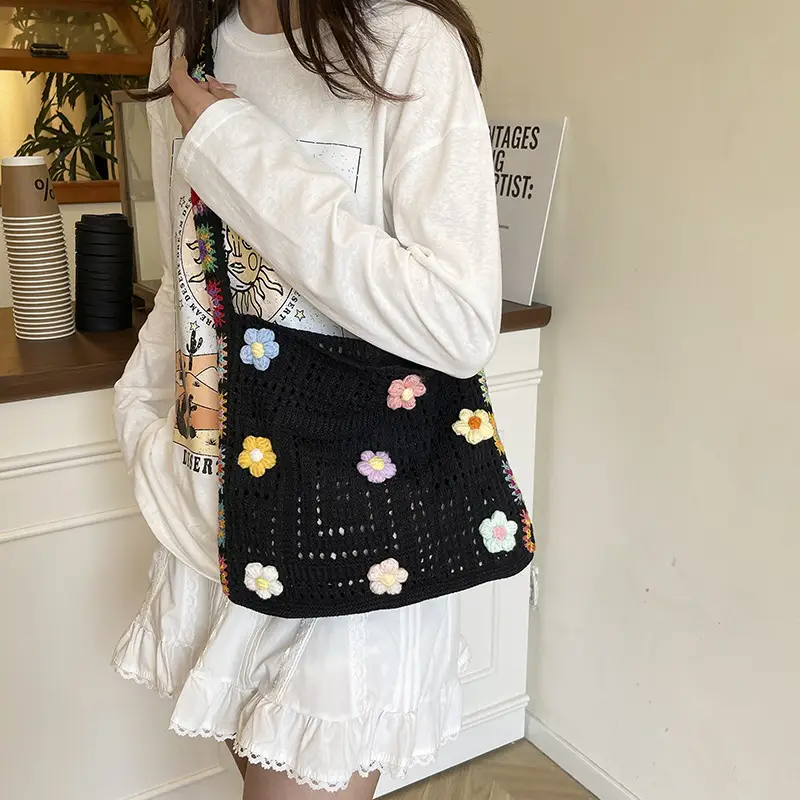 Women Hollow Out Woven Beach Bag 2025 New Yarn Large Capacity - Image 5