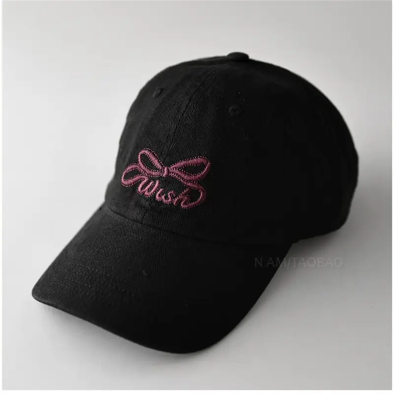Women's Grey Bowknot Embroidered Cap