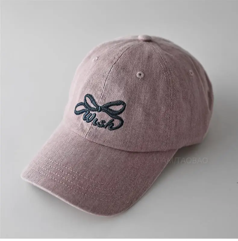 Women's Grey Bowknot Embroidered Cap — feature 11