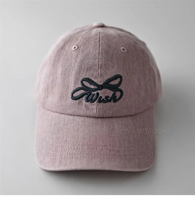 Women's Grey Bowknot Embroidered Cap — feature 12