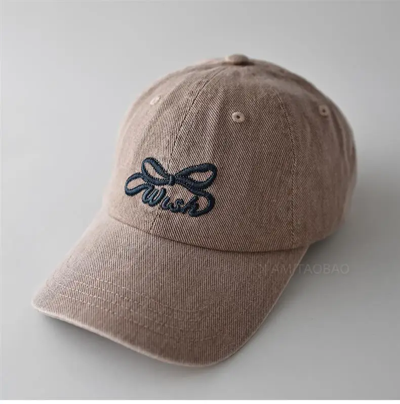 Women's Grey Bowknot Embroidered Cap — feature 6