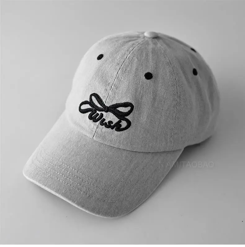 Women's Grey Bowknot Embroidered Cap — feature 8