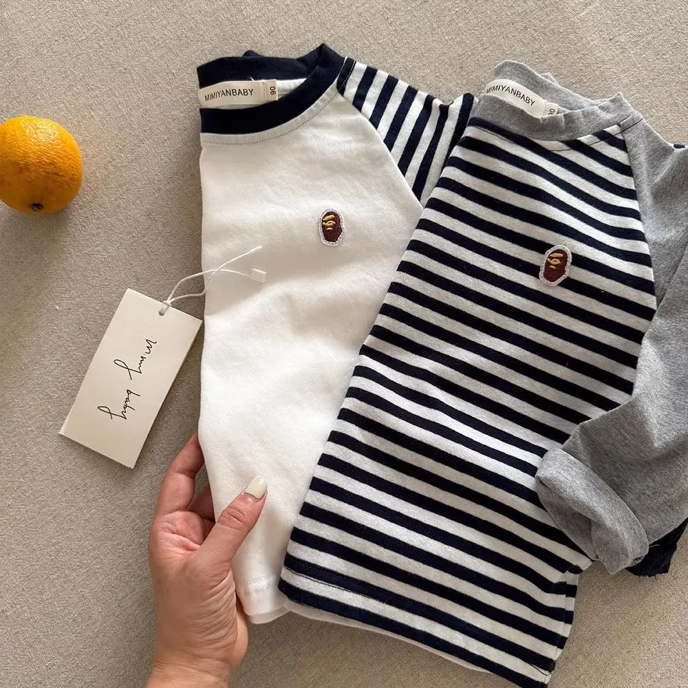 Children Striped Long Sleeve T-Shirt Navy White — feature 14