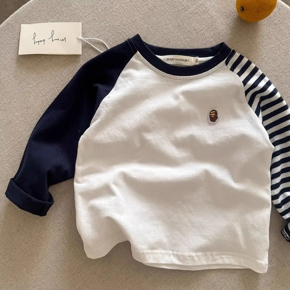 Children Striped Long Sleeve T-Shirt Navy White — feature 8