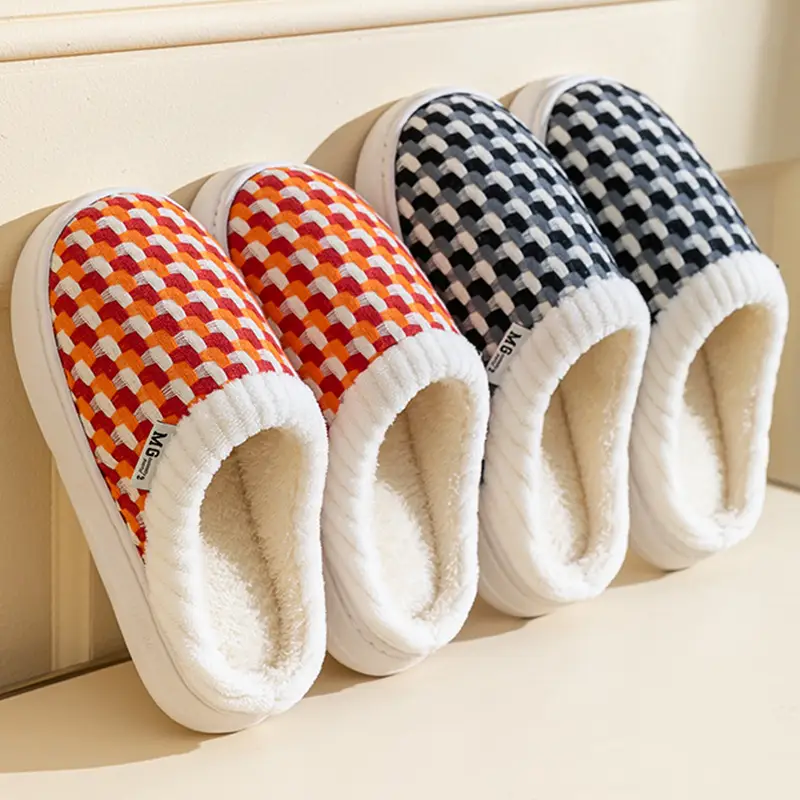 Cotton Warm Slippers for Women Men Winter Indoor Non-Slip - Image 35