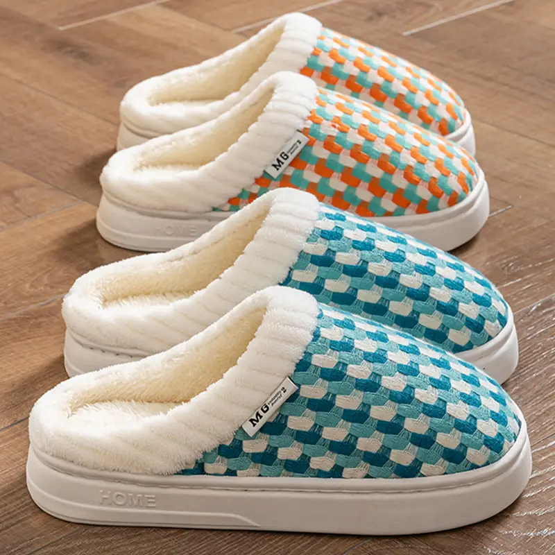 Cotton Warm Slippers for Women Men Winter Indoor Non-Slip - Image 36