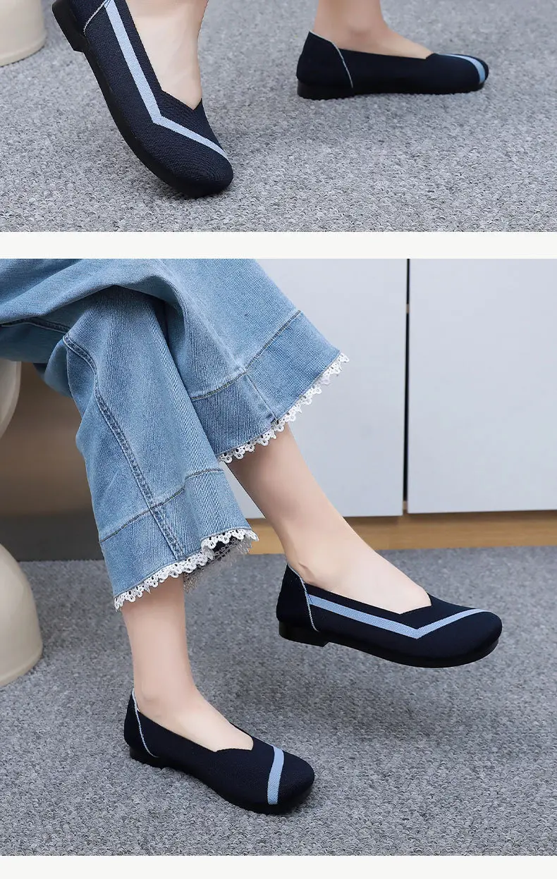 Shoes for Women, Fashionable and Casual Fly-Knit Shoes, Cross-Border Foreign Trade Flat-Soled Breathable Shallow-Mouthed Shoes, Non-Slip Slip-On Slip-Ons — feature 24