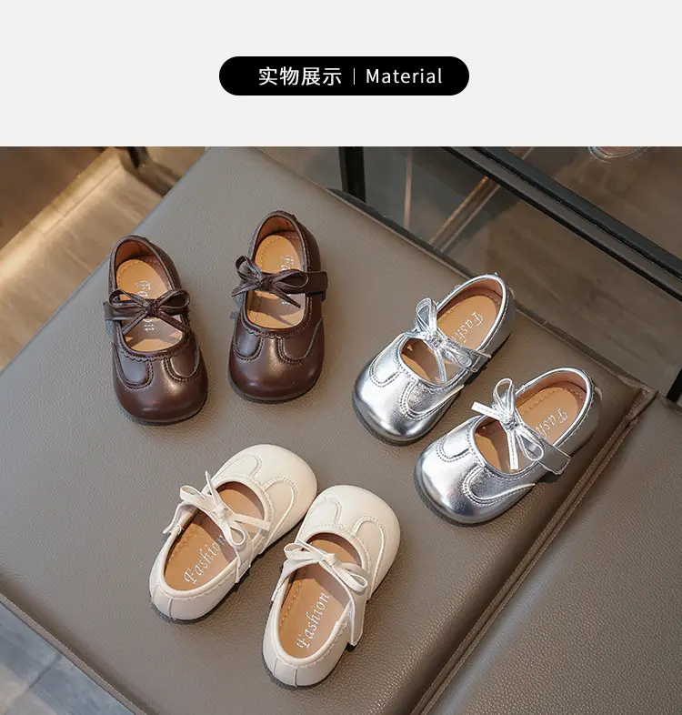 Girls Bow Princess Leather Shoes White — feature 6