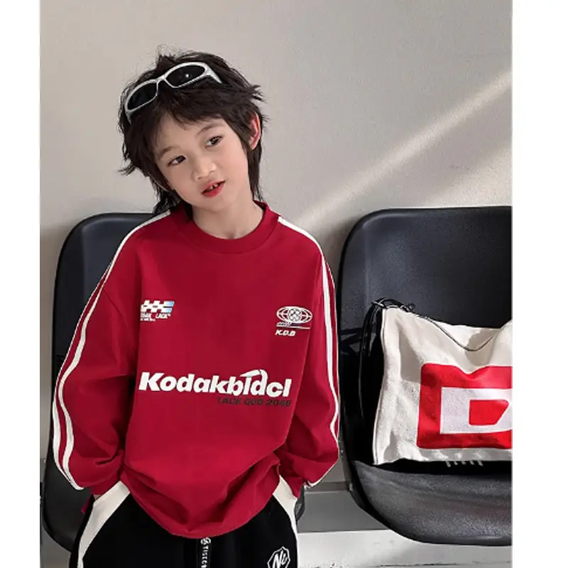 2025 Boys Black Sweatshirt Set Long Sleeve Casual Top — feature 6