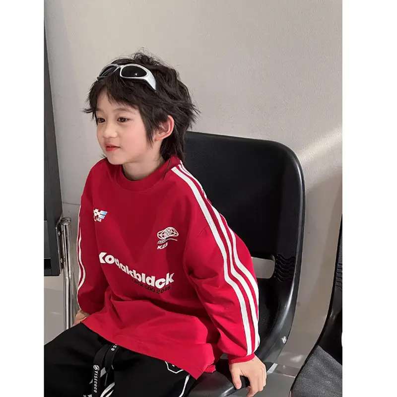 2025 Boys Black Sweatshirt Set Long Sleeve Casual Top — feature 8