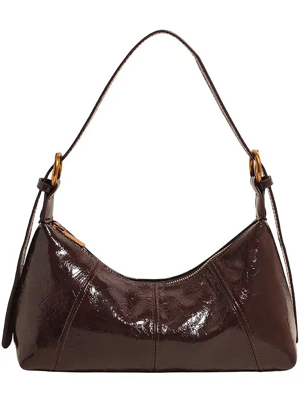 Women's Brown Crocodile-Textured Shoulder Bag 2025