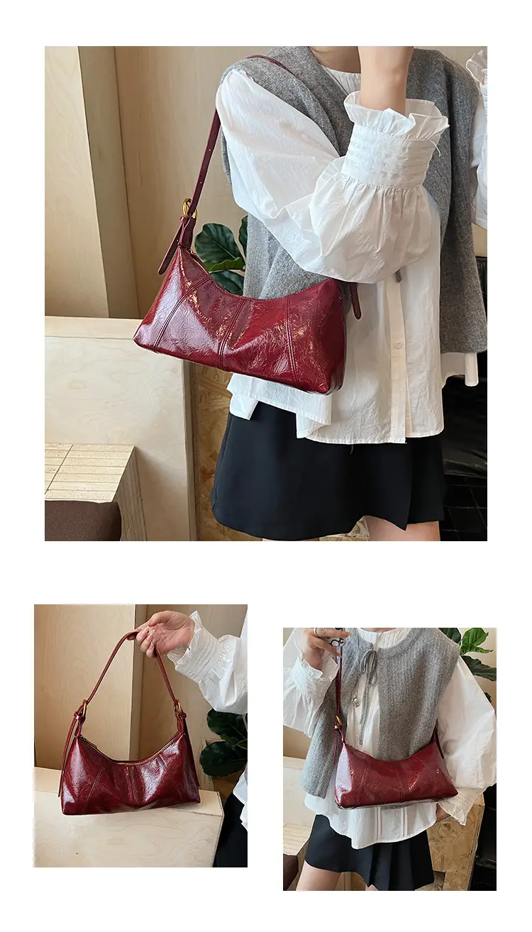 Women's Brown Crocodile-Textured Shoulder Bag 2025 — feature 14