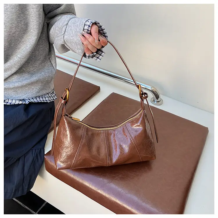 Women's Brown Crocodile-Textured Shoulder Bag 2025 — feature 21