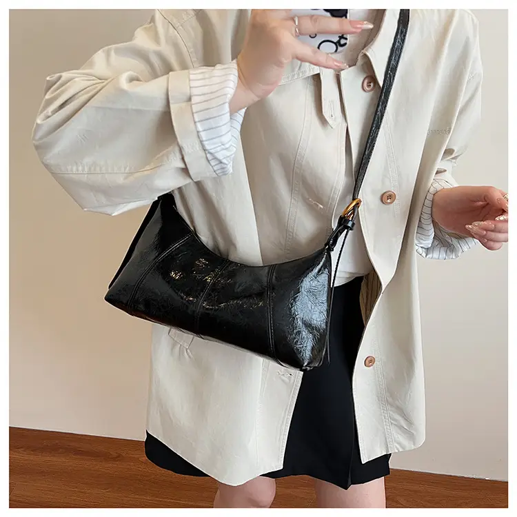Women's Brown Crocodile-Textured Shoulder Bag 2025 — feature 23