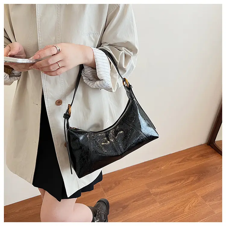 Women's Brown Crocodile-Textured Shoulder Bag 2025 — feature 28