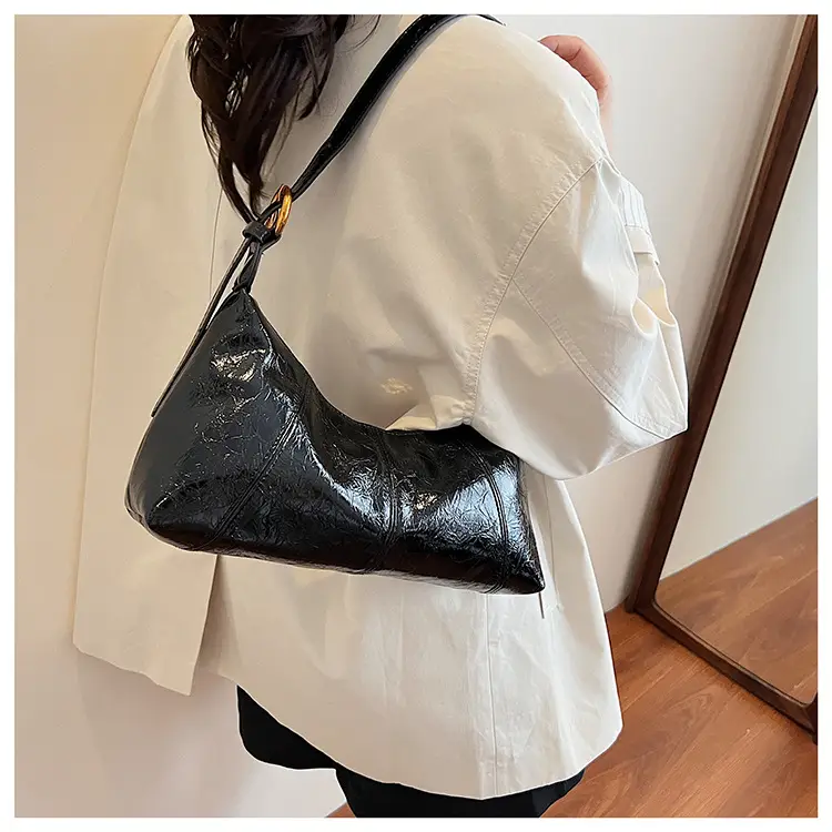 Women's Brown Crocodile-Textured Shoulder Bag 2025 — feature 30