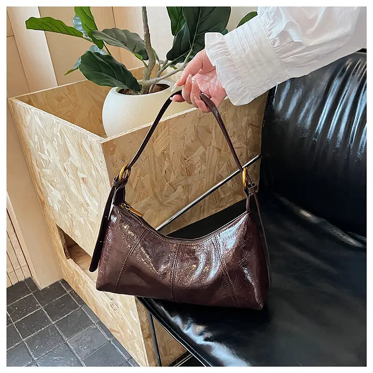 Women's Brown Crocodile-Textured Shoulder Bag 2025 — feature 37
