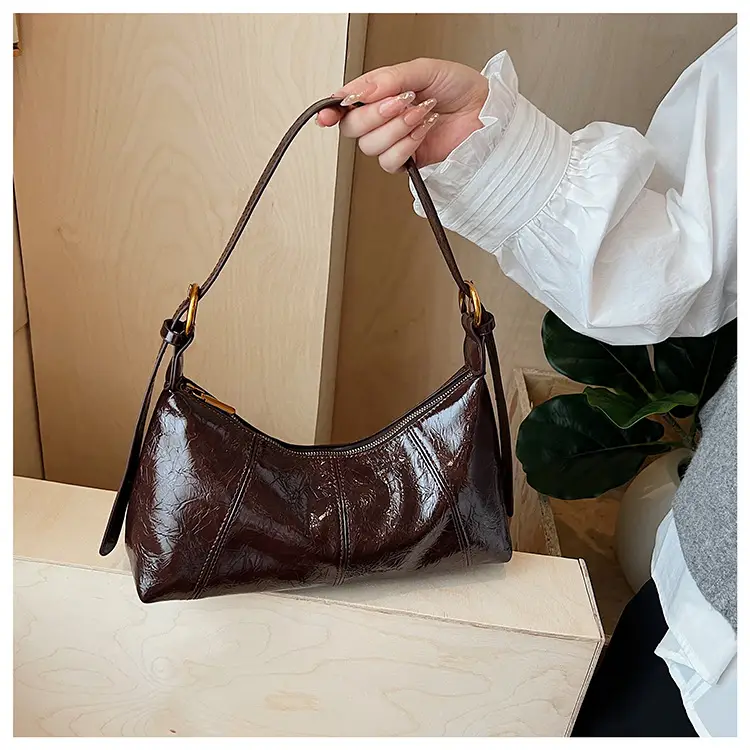 Women's Brown Crocodile-Textured Shoulder Bag 2025 — feature 39