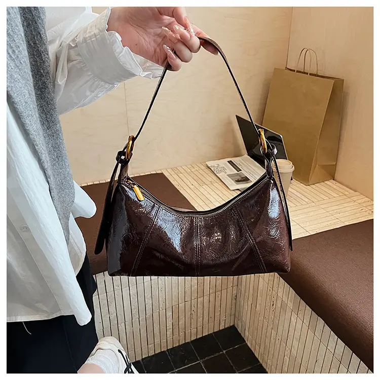 Women's Brown Crocodile-Textured Shoulder Bag 2025 — feature 42