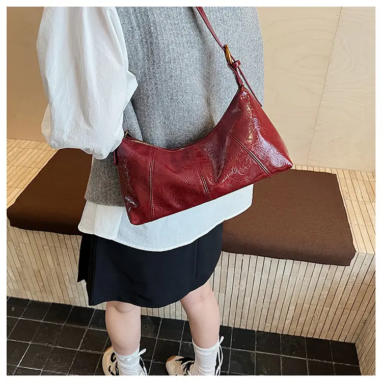 Women's Brown Crocodile-Textured Shoulder Bag 2025 — feature 43
